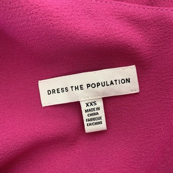 Dress The Population Tiffany Dress XXS Bright Fuchsia One Shoulder Midi - Picture 9 of 12